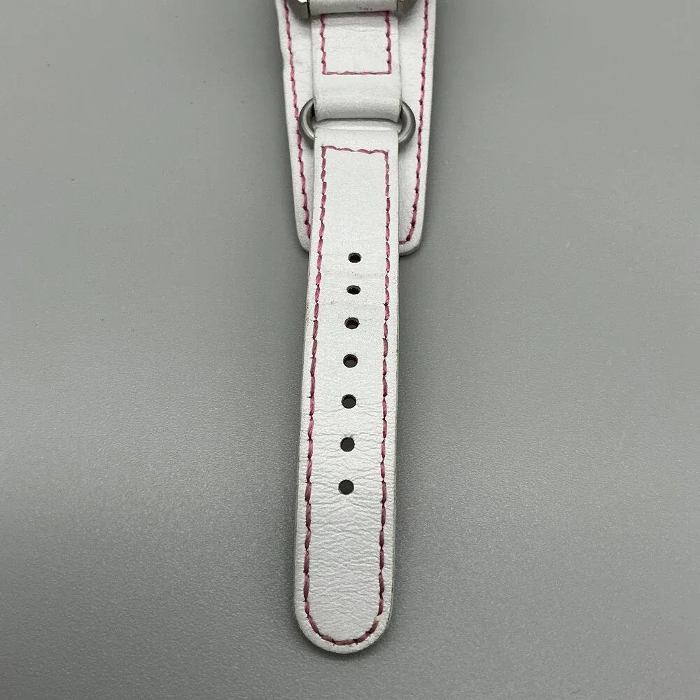 Roxy Womens Watch 30mm Pink Camo Logo Dial White Leather Bund Strap New Battery